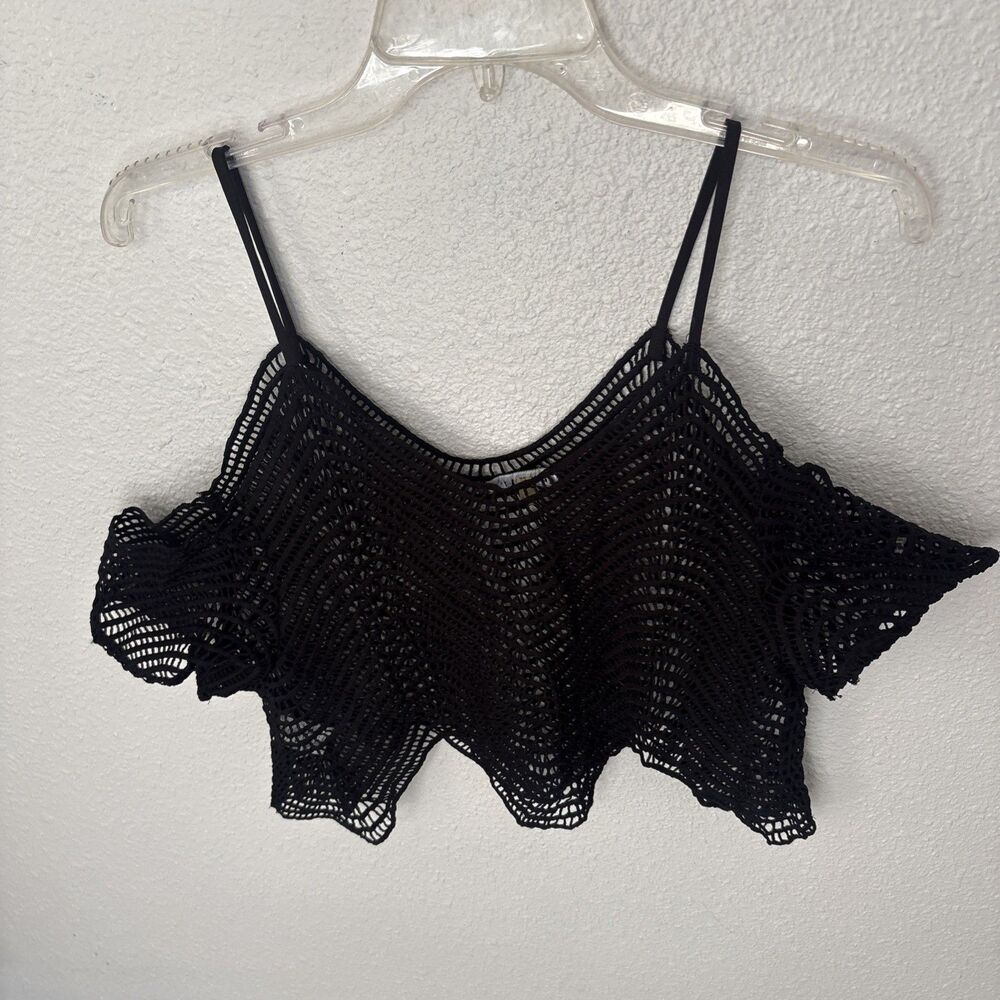 Anthropologie X Lulumari Women's crotchet Knit Crop Swim Cover Up Top Size L - Picture 11 of 14
